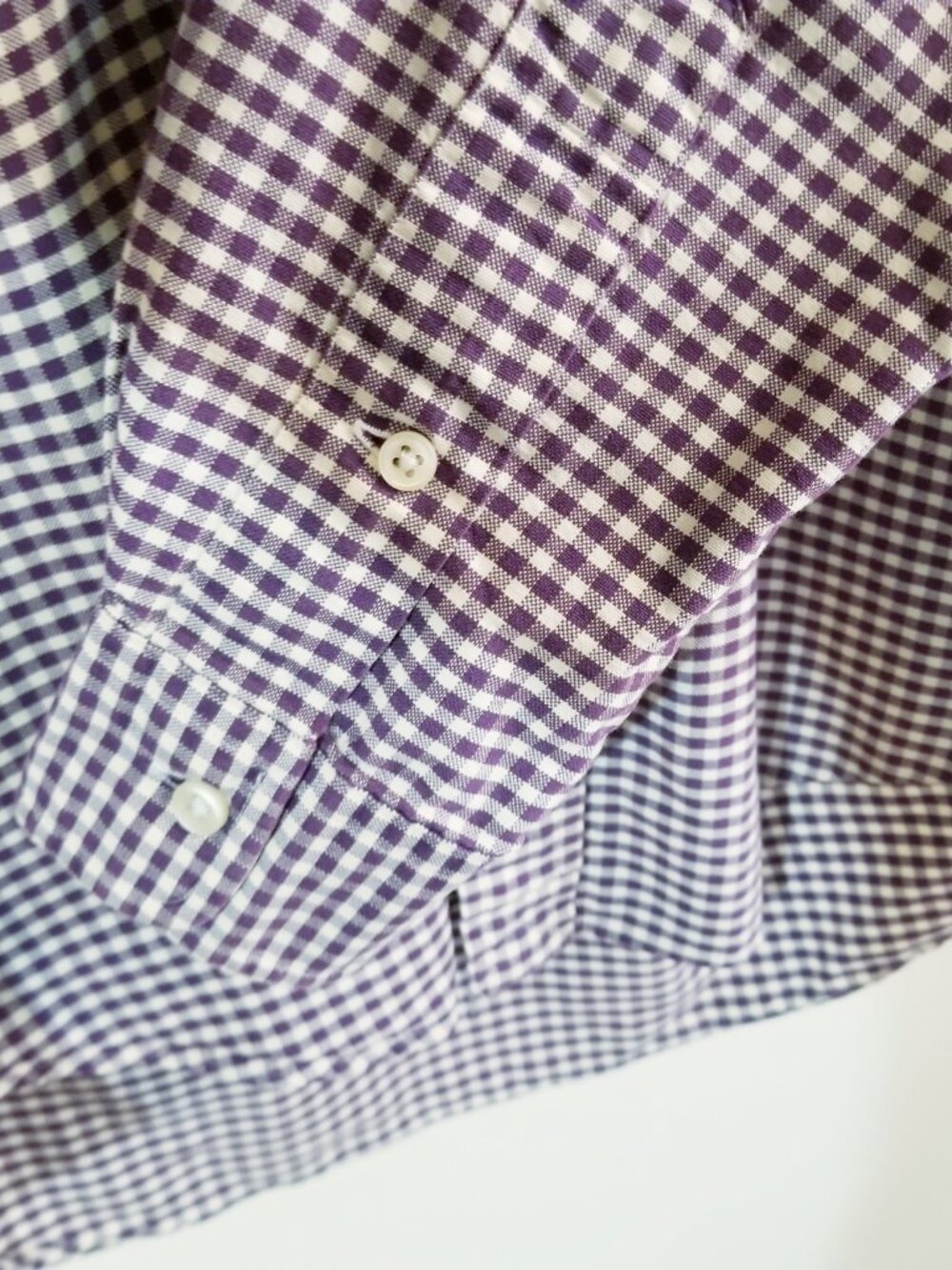 Men’s Ralph Lauren Custom Fit Gingham Oxford Cotton Button Up Shirt Purple Med - Picture 4 of 8